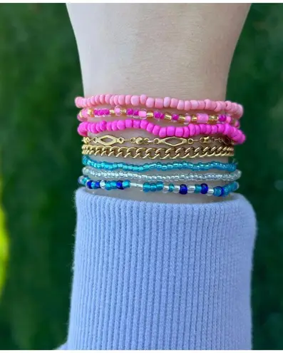 Pink Stack Boho Beaded Bracelets