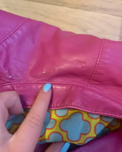 Black Rivet Faux Leather Pink Jacket