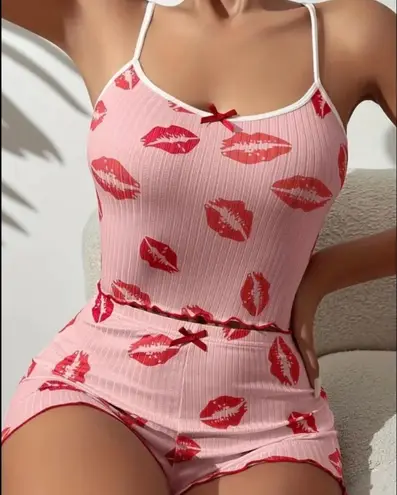 Boutique Pink & Red, Kiss Graphic, Pajama Set