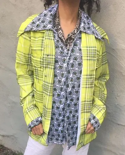 Yellow Plaid Two Piece Jacket With Geometric Lining Size undefined