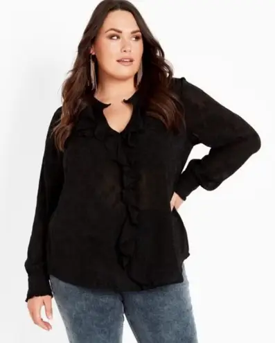 Avenue Blake Ruffle dark fairy flowy, sophisticated, bridgerton, elegant top 20 Black Size undefined