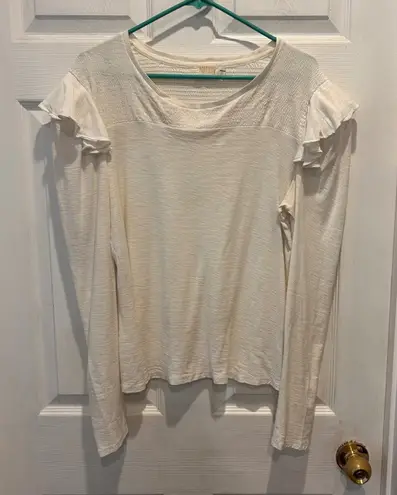 Nation Ltd Ivory Tribeca Drop Shoulder Ruffle Long Sleeve Shirt Size Large