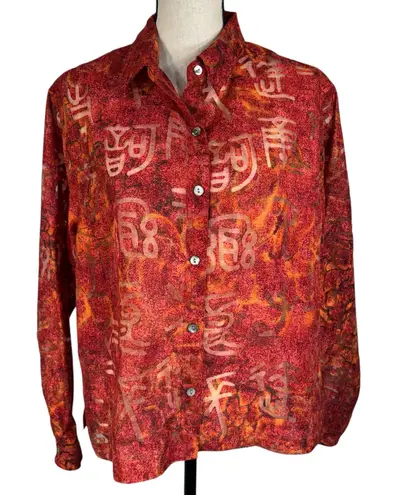 Chico's Chico’s SZ 2 (Large) Top Button-Up Semi-Sheer Long Sleeve Lightweight Slits - Image 1