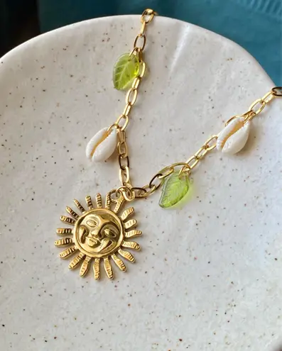 Handmade vintage cottage retro boho fairy style quality material mix gold stainless steel necklace🌞🌿