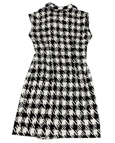 Ellen Tracy Black White Houndstooth Knit Dress Size 4