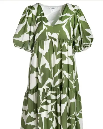 CROSBY by Mollie Burch Brawley Dress, Everglades Green/ White Leaf Print, Size S