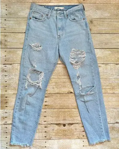 Levi's Levi’s Premium Wedgie Distressed Destroyed Light Wash Denim Jeans