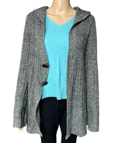 Carolyn Taylor Womens Cardigan Sweater Hooded Oversized Button Closure Medium