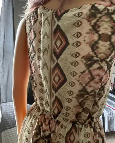 VERO MODA VM Marrakech Olive Pink Cream Lined Maxi Dress Size Small