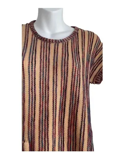 Carol Horn Knit 70s Striped Wool Pullover Tunic Red Size M