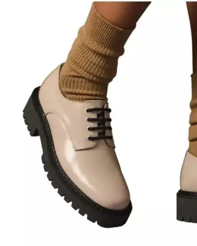 Maeve Anthropologie Oxford Leather Sand Tan Lace Up Shoes Size 8 Size 38