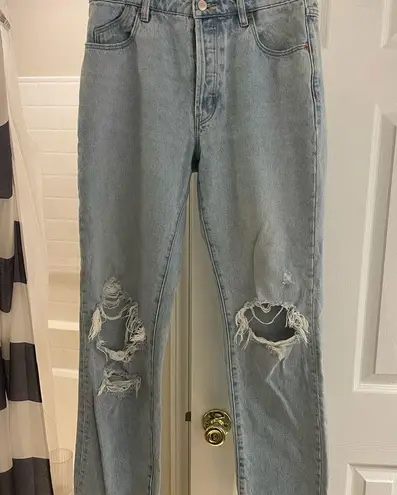 ROLLA'S Blue Classic Straight Leg Jeans Distressed Button Fly size 28