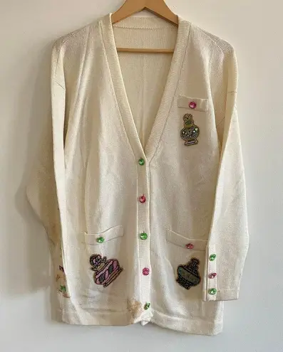Custom Embroidered Cardigan Sweater Size 12