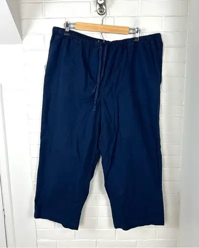 L.L.Bean Navy Classic Fit Cropped Cotton Pants Size XL Blue
