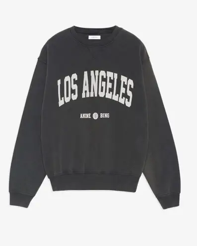 ANINE BING “Ramona” sweatshirt university Los Angeles, washed black, size small
