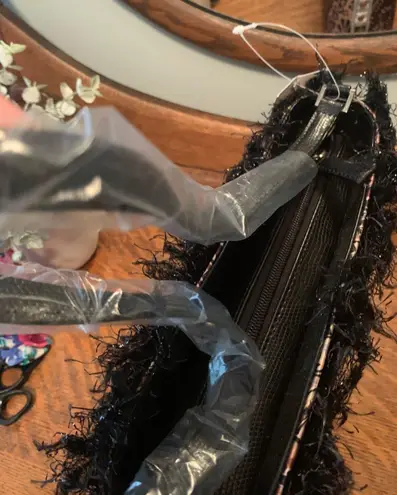 NWT Vintage Satin Leather Bohemian Purse with Beads, Studs & Sparkle (Rare) Black