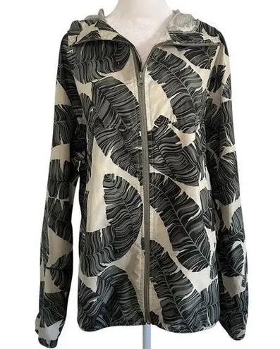 Herschel Supply Company Herschel cream & green leaf print lightweight rain jacket size M