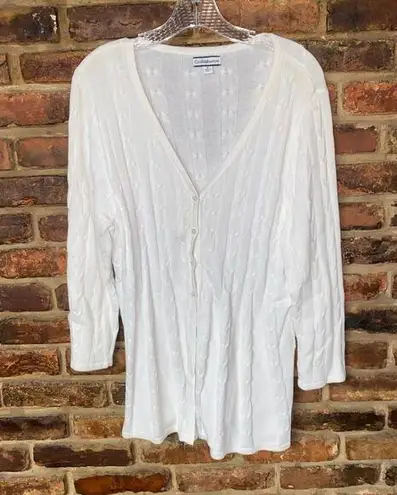 Croft & Barrow  White Cable Knit Button Down Cardigan Sweater Women's SIze XL