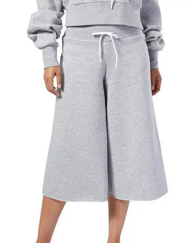 Reebok  Studio High Waisted Wide Leg Cropped Sweatpants Heather Grey Small