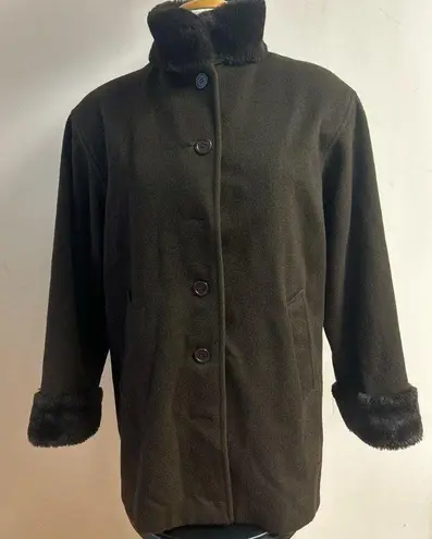 Vintage Wool Brown Trench Coat Made In USA Size 8