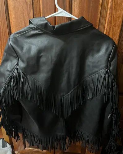 Top Shop Leather Fringe Jacket