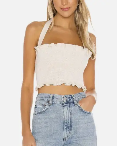 Capulet Smocked Crop Top penelope halter womens Beige (medium) feminine girly