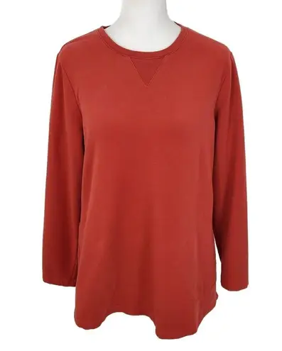 D&Co. Active Terry Tunic in Spice Red Size XS Petite Red Sweatshirt Pullover