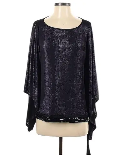 Badgley Mischka American Glamour by Black Long Sleeve Embellished Top SMALL