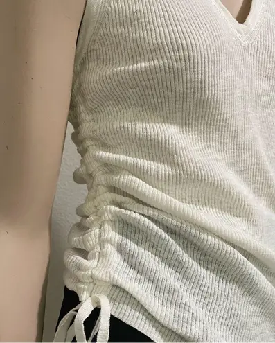 ALL SAINTS Ivory White Rosen Vest Side Cinched Ribbed Sleeveless Tank Size M