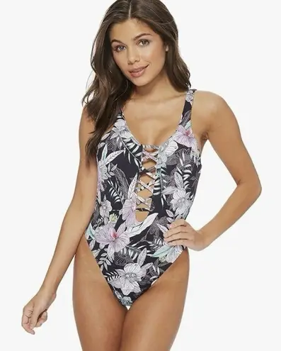 The Bikini Lab One Piece Swimsuit, floral strappy plunge - Junior’s Medium