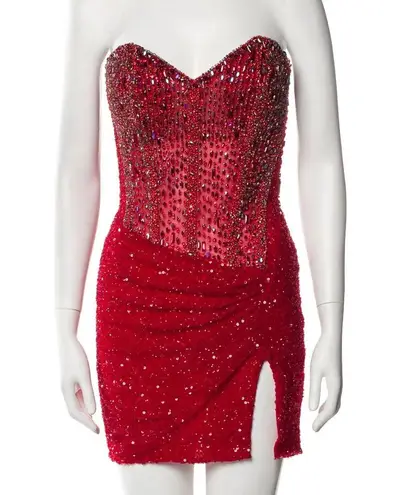 Glamorous Portia and Scarlett Red Sparkly Strapless Dress Size 6