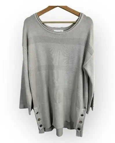 Neon Buddha Womens size Large Tunic Knit Sweater Gray Lagenlook Buttons