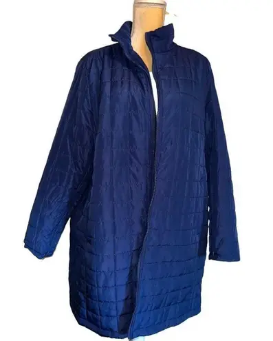 Woman Within  blue quilted zip up lightweight jacket with side pockets! N…