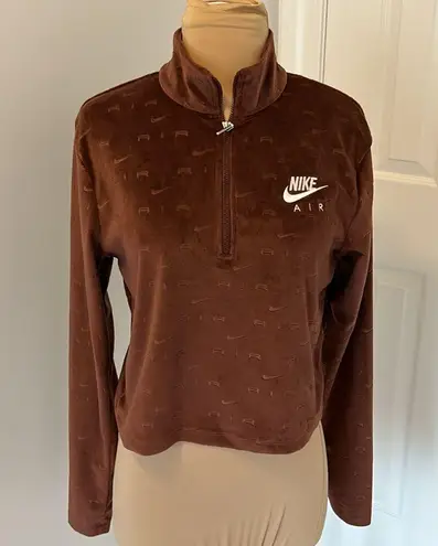 Nike  Air Velour Quarter Zip Long Sleeve Brown