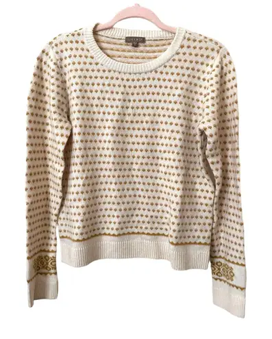 LILLA P Patterned Crewneck Sweater Sz Medium White