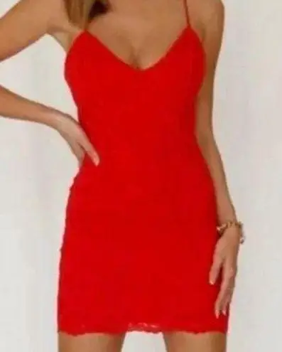 Hello Molly  red shimmer ruched sleeveless mini dress