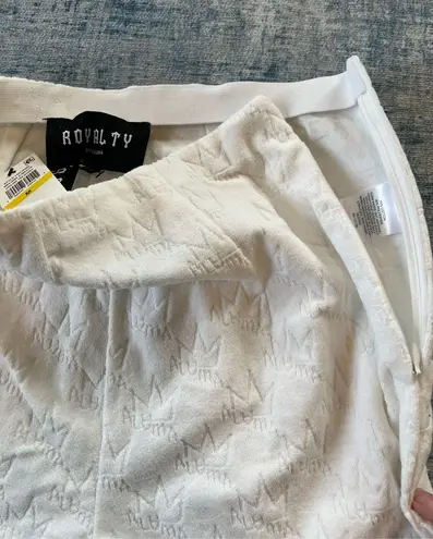 Royalty By Maluma Ivory Crown Embossed French Terry Shorts Medium