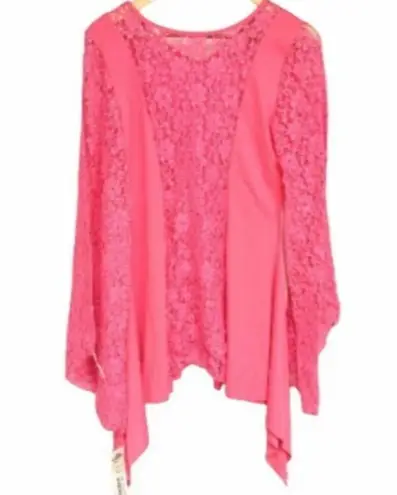 Body Wrappers Drapey Lace Panel Tunic Top Sparkly Rose Pink M #629 Praise Dance