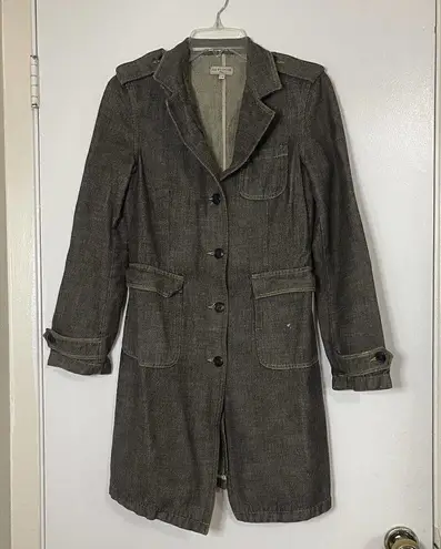 See By Chloe vintage denim button down trench coat jacket Y2K style size US 8 Gray