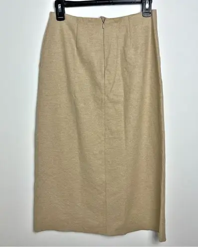 Ralph Lauren Vintage  Black Label Midi Pencil Skirt Size 6 Wool & Silk Tan Beige