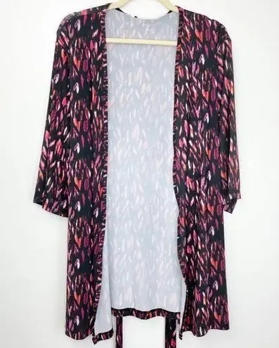 5 TWO 3 New Robe Cardigan Lightweight Knit Kimono Jacket Black Pink