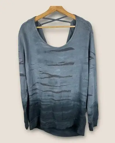 prAna Womens size Medium Deelite Pullover Sweatshirt Drape Back Blue w2deel116