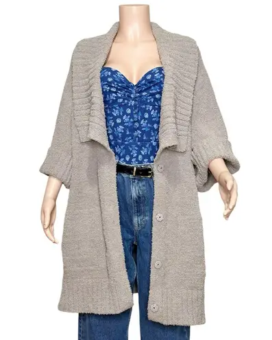 Barefoot Dreams CozyTwist Short Sleeve Sweater Coat, Beach Rock, 1X