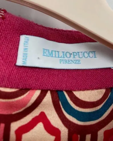 Emilio Pucci Firenze Solid Pink Virgin Wool High Neck Sheath Dress Size 38