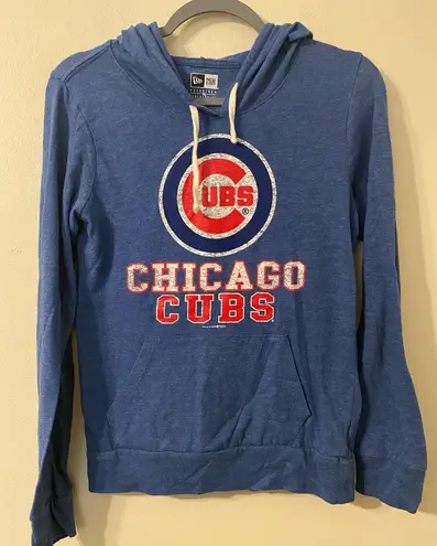 Womens Chicago Cubs New Era Authentic Blue Hoodie Sweatshirt Size Small