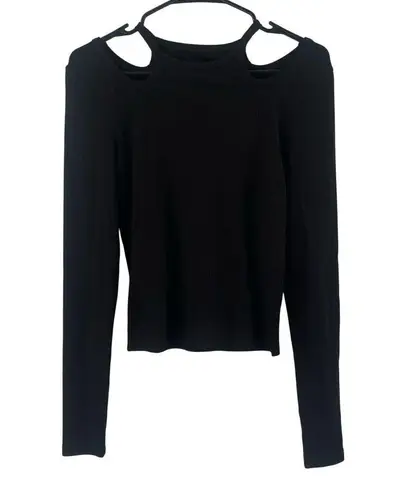 Pistola Top Small Poppy Long Sleeve Cutout Black Ribbed Rib Fitted NWOT Revolve
