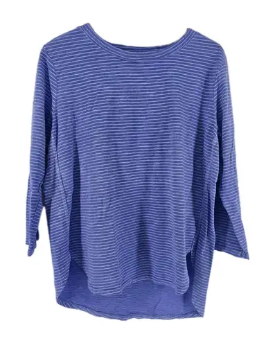 Fresh Produce Fresh Produce Medium Purple Blue Stripe Long Sleeve V-Neck Pullover Top Shirt