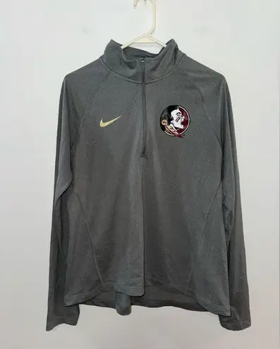 Nike LG  Dri-Fit Grey Florida State University FSU Quarter Zip Long Sleeve Jacket