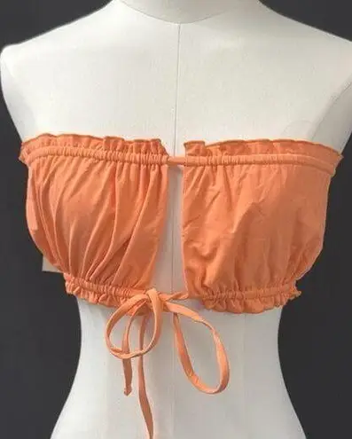 FP Toast Swim Ruffle Bandeau Bikini Top Nectarine Sz S Orange