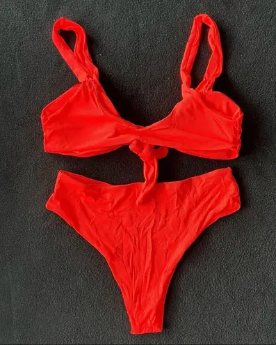 Bright orange front tie bikini set Size L